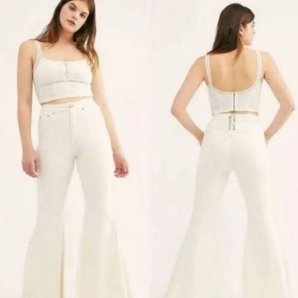 NWT We The Free by Free People lace up jeans size 33 - Picture 1 of 9